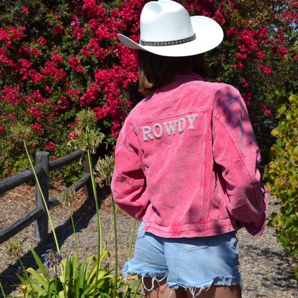Pink Corduroy Cowgirl Star Jacket, Nashville Country Concert Jacket - Picture 13 of 14